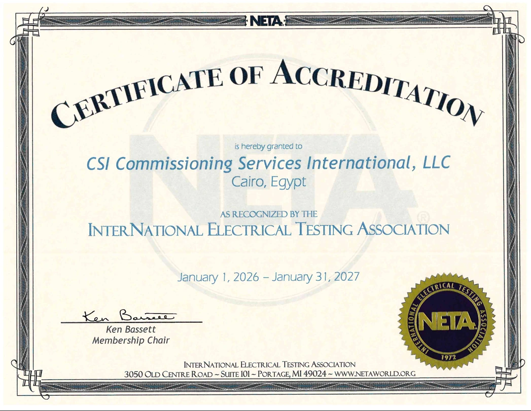 NETA Certificate of Accreditation 2